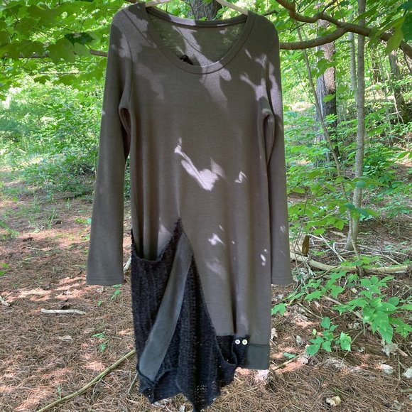 COPY - Tunic Dress+Vest Cardigan, S/M, dark gray green, gray - Picture 3 of 16